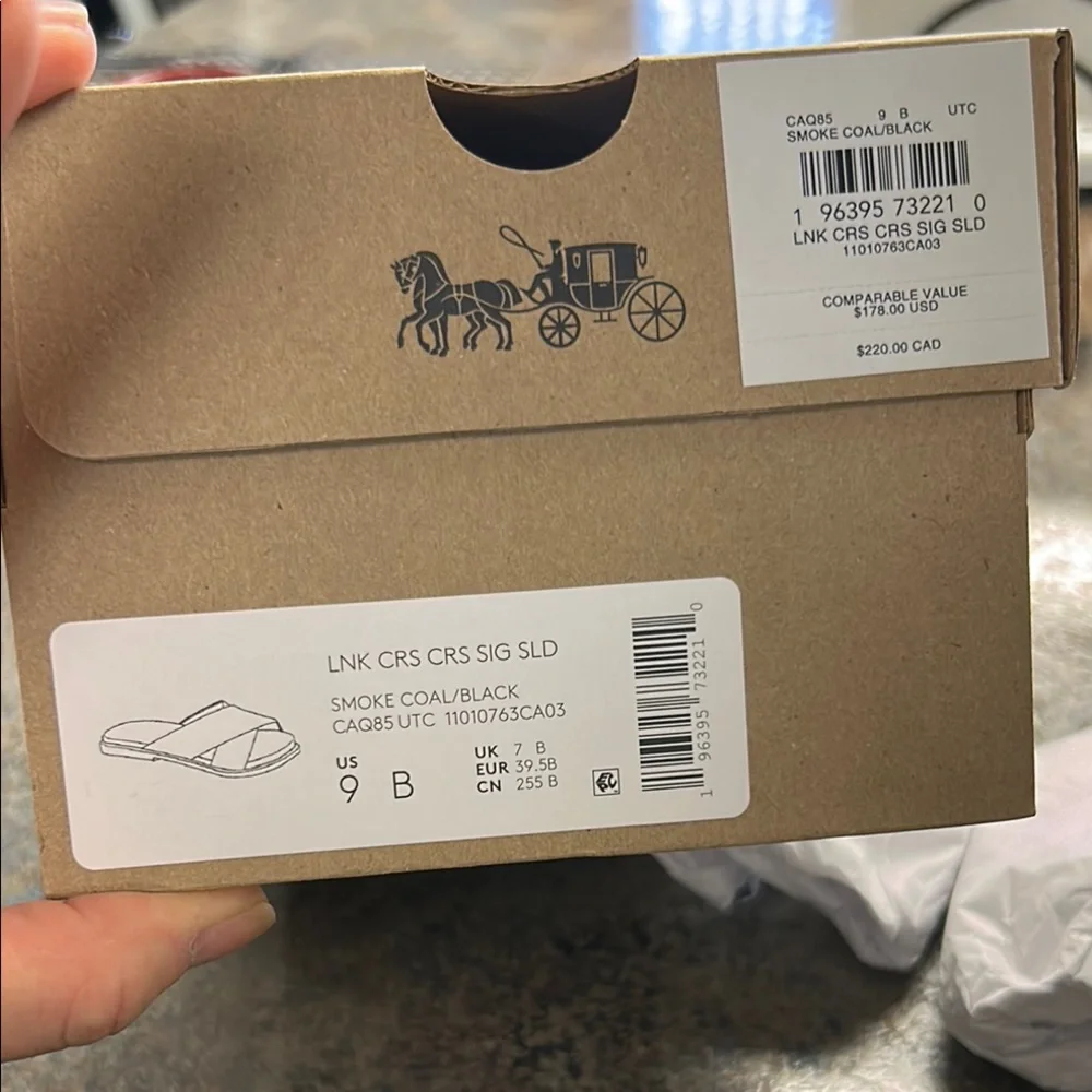 Coach Black/Gray Monogram Slide Sandals